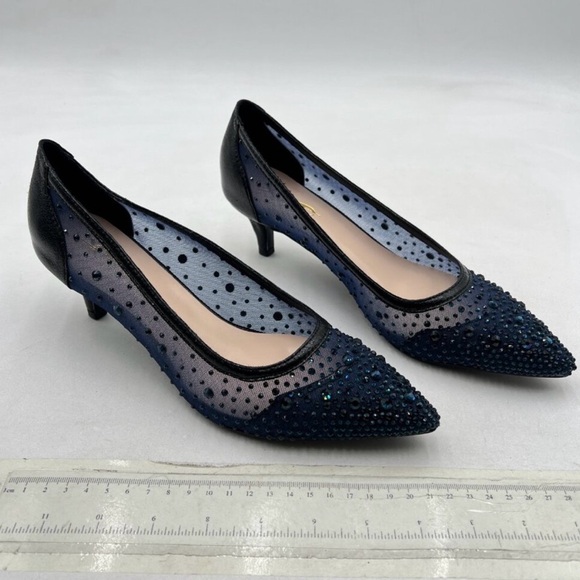 XYD Blue Mesh Heels with Rhinestones - Picture 5 of 9